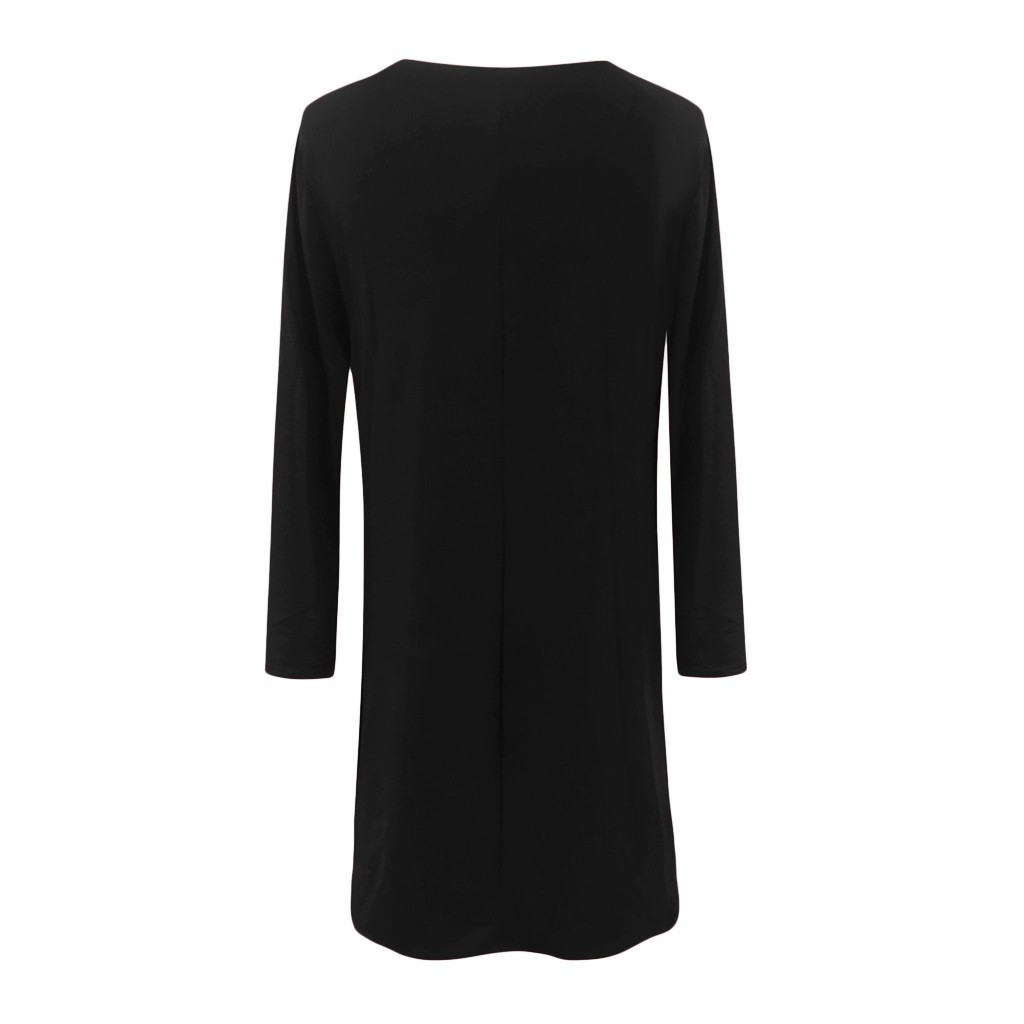 thumbnail image 5 of Vestido mini con cuello redondo y volantes de manga larga para mujer - Poliéster/spandex, corte holgado - Tallas S-XXXL, 5 of 5